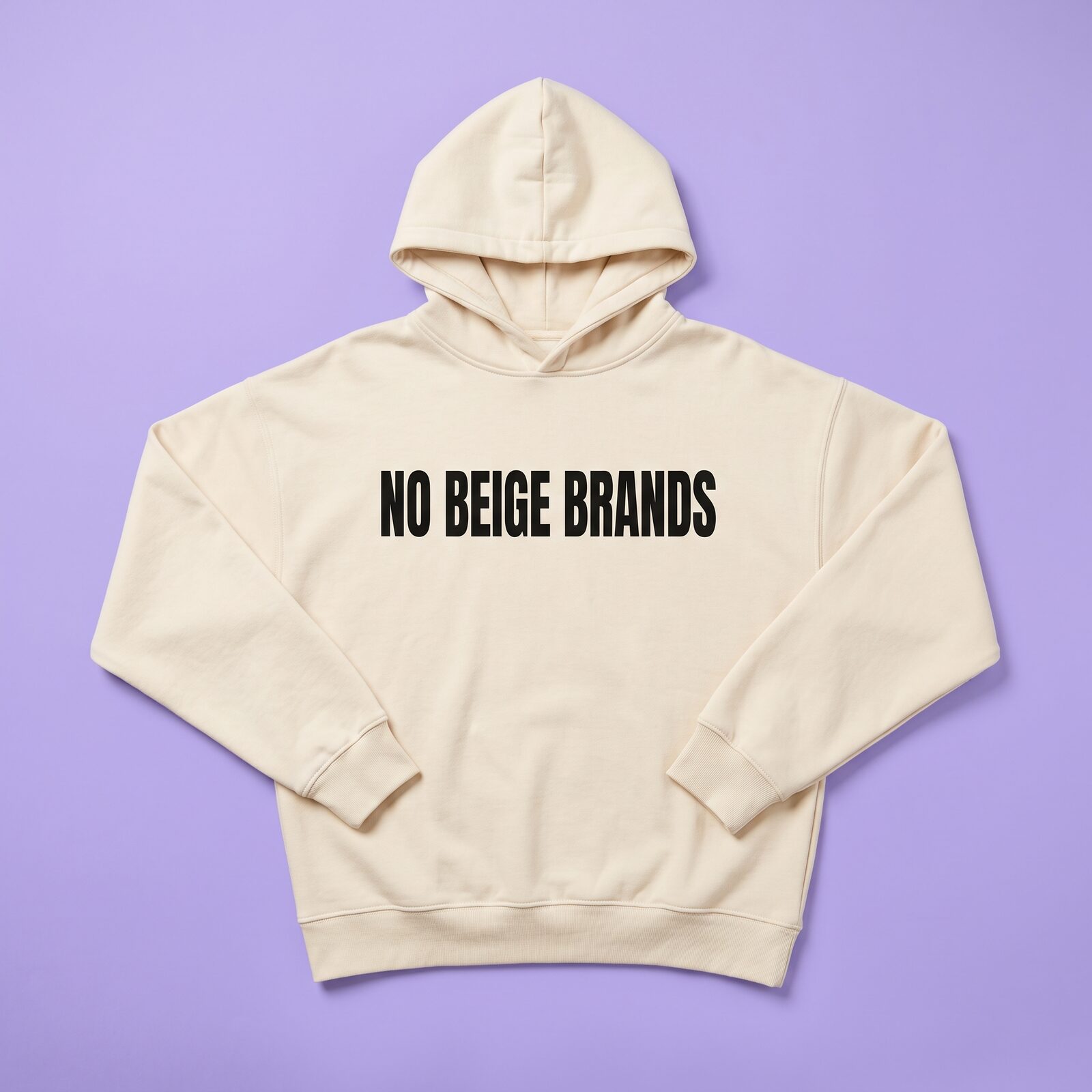 "No beige brands" hoodie